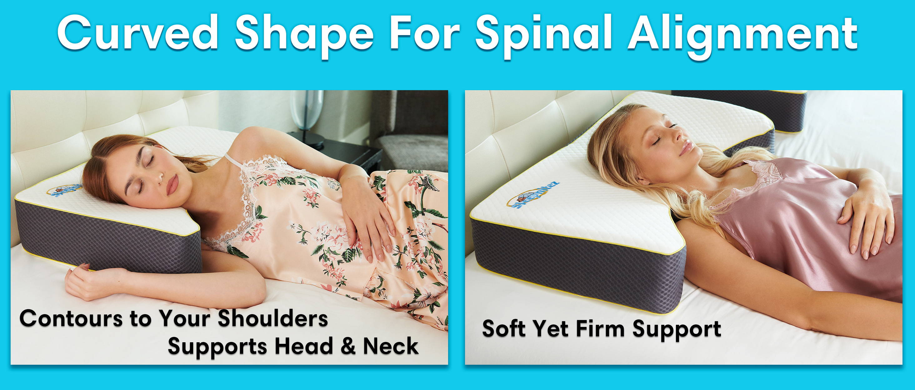 Sleepnitez Snuggle Side Sleeper Pillow - Spine Alignment Pillow For Side Sleepers